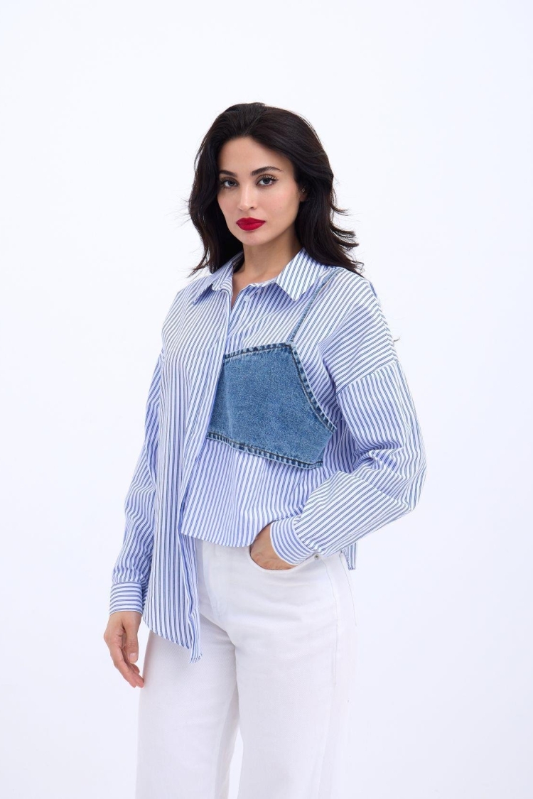 Striped Shirt - Producer: Fame - Wholesale Women Clothes - TheBS Women