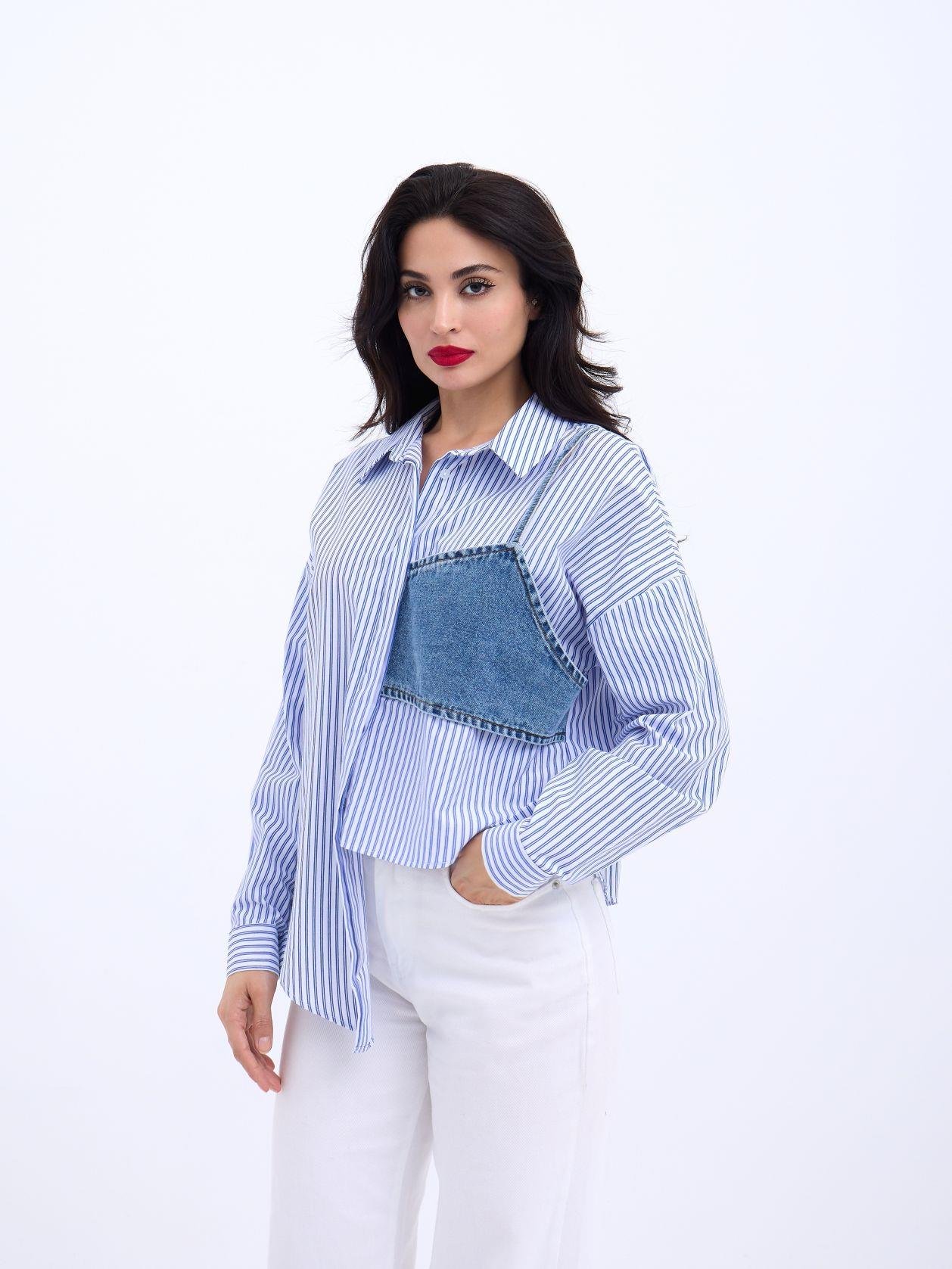 Striped Shirt - Producer: Fame - Wholesale Women Clothes - TheBS Women