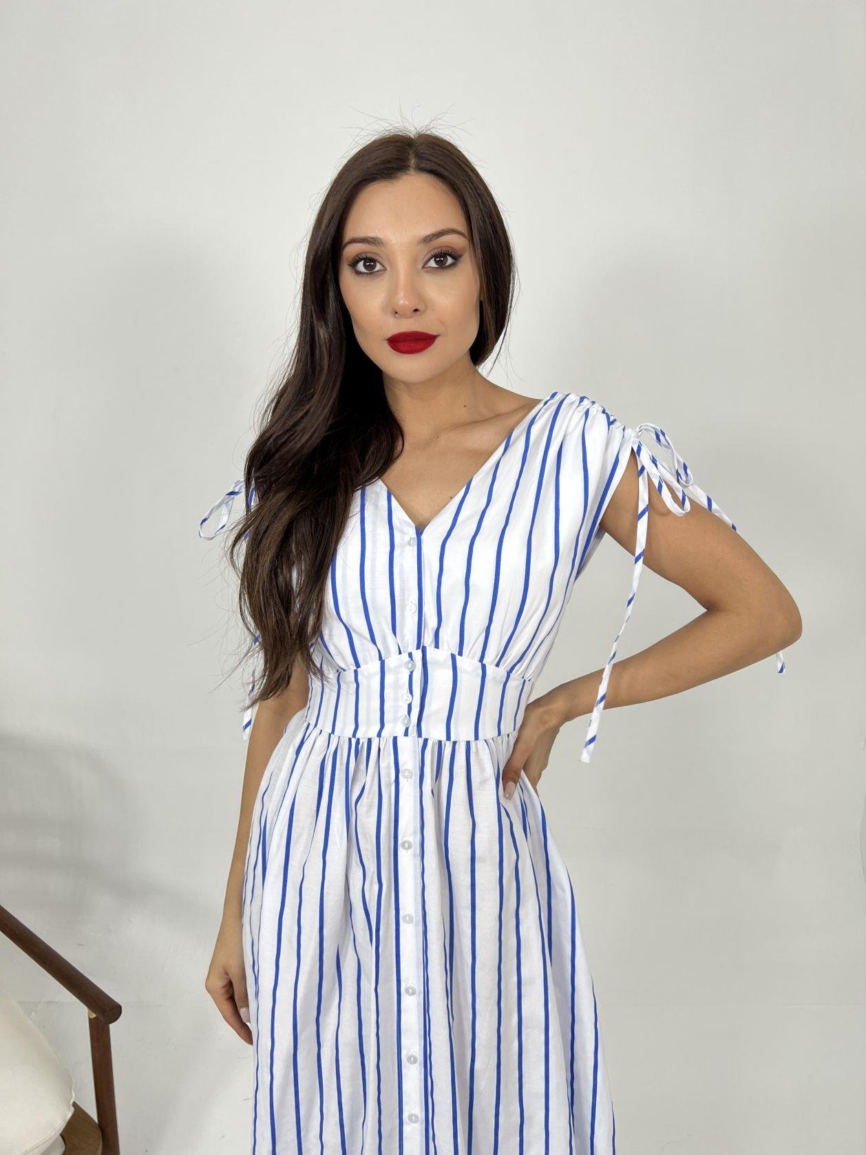 Striped Dress - Blue & - Producer: Fame - Wholesale Women Clothes - TheBS Women