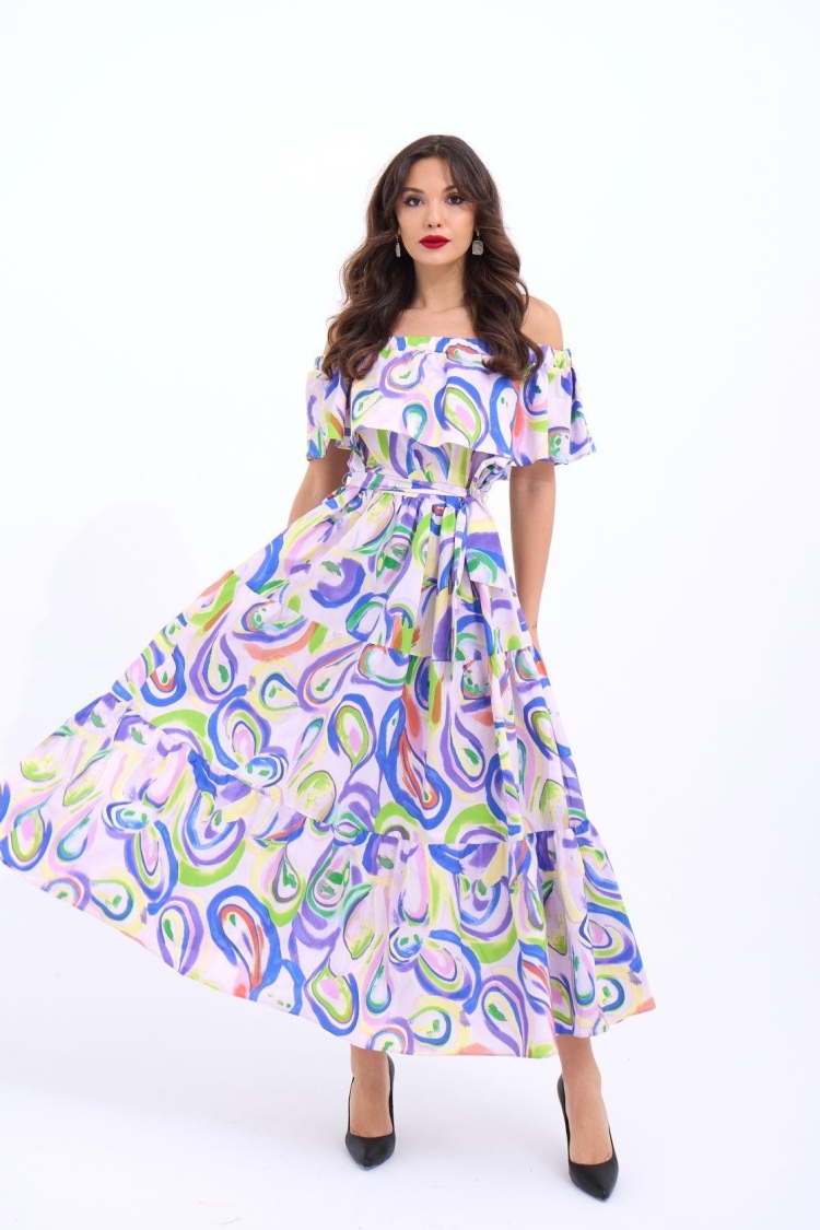 Patterned Dress -& Purple - Brand: Fame - Women & Kids, Baby Clothes Wholesale - TheBS Women