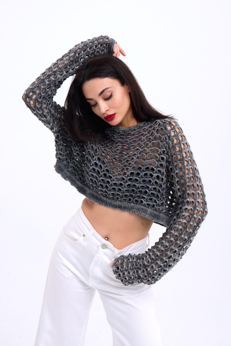 Knitwear Mesh Crop - Producer: Fame - Wholesale Women Clothes - TheBS Women