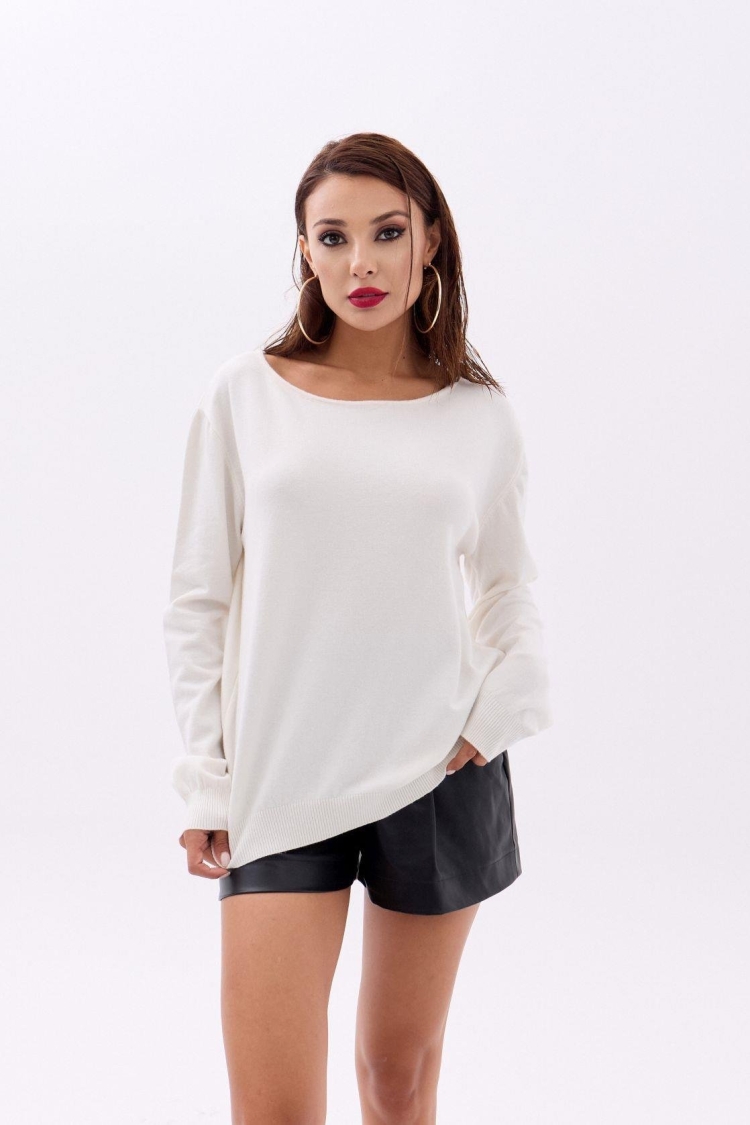 Knitted Plain Casual Sweater - Producer: Fame - Wholesale Women Clothes - TheBS Women
