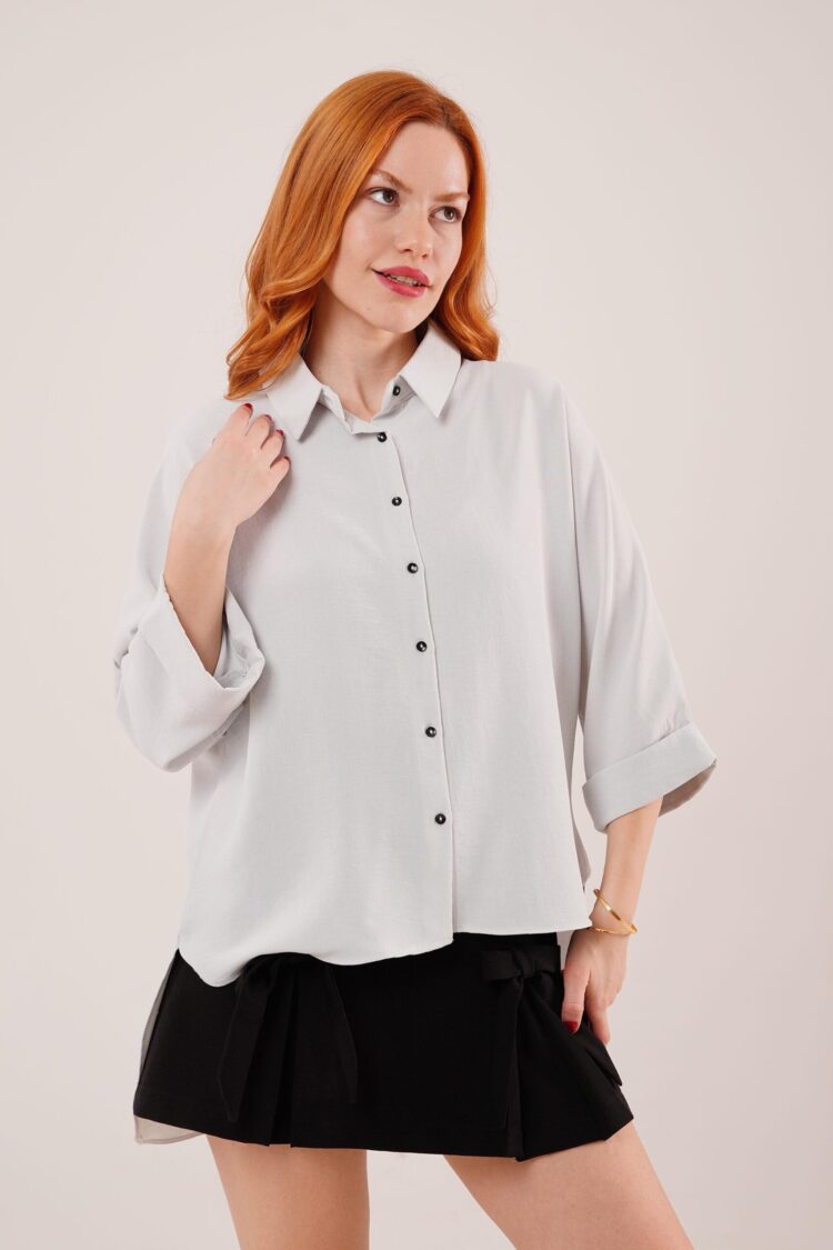Bat Sleeve Casual Mold Wholesale Melange Shirt - Producer: Lustrin - Wholesale Women Clothes - TheBS Women