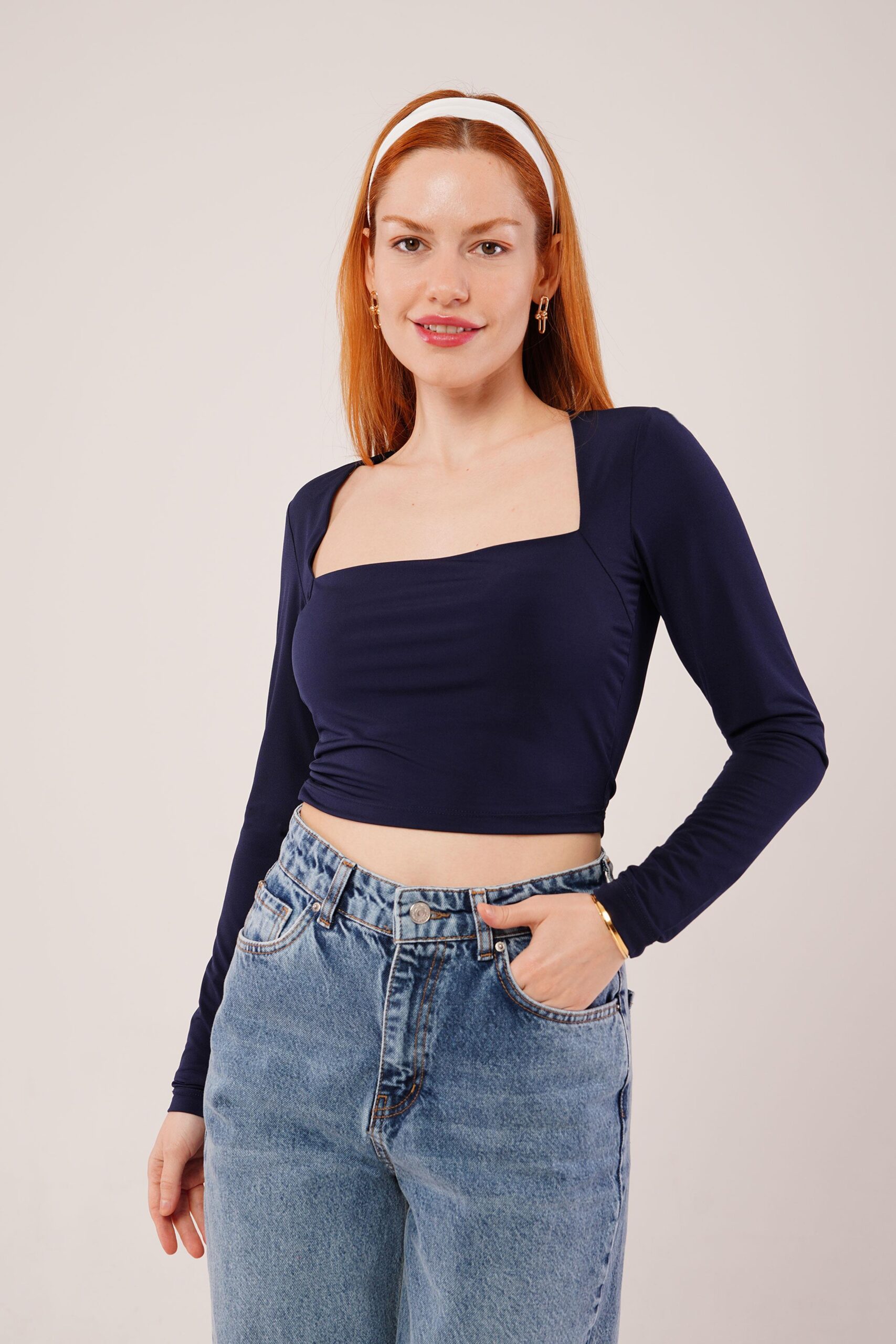 Square Collar Wholesale BasicBlouse - Producer: Lustrin - Wholesale Women Clothes - TheBS Women