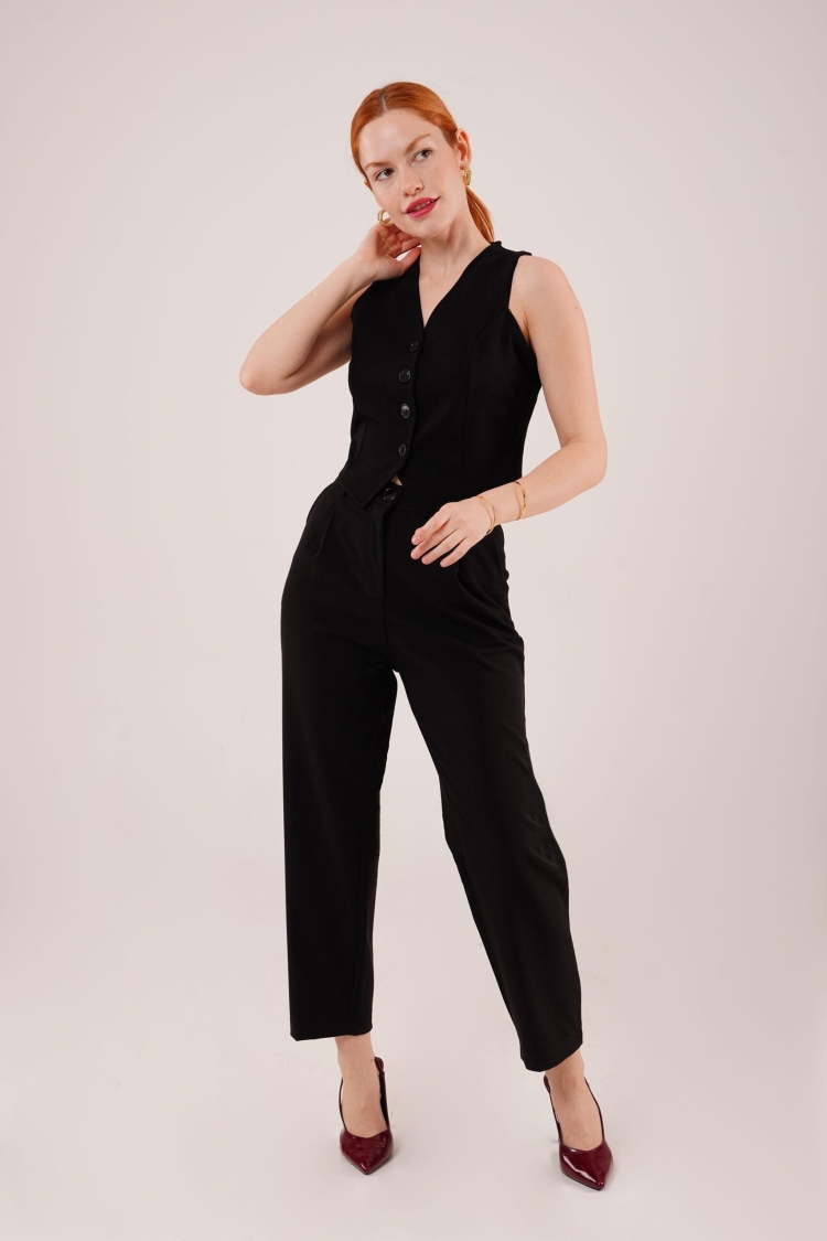 Wholesale Black Pants With Closure Pocket Detailed - Producer: Lustrin - Wholesale Women Clothes - TheBS Women