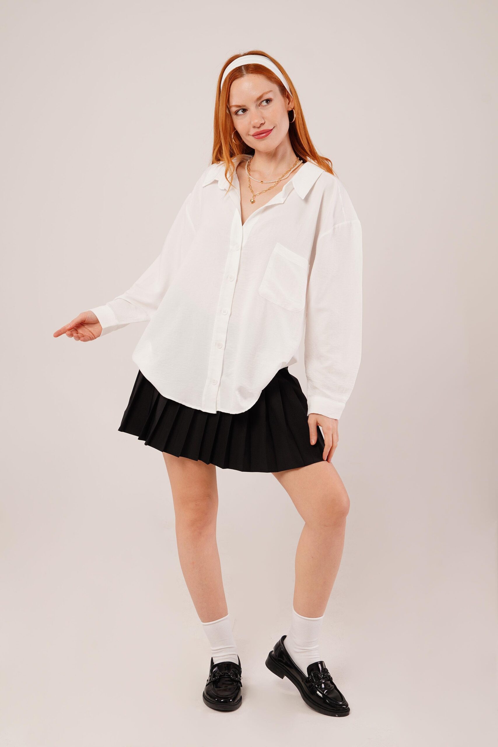 Basic Oversize White Wholesale Shirt - Producer: Lustrin - Wholesale Women Clothes - TheBS Women