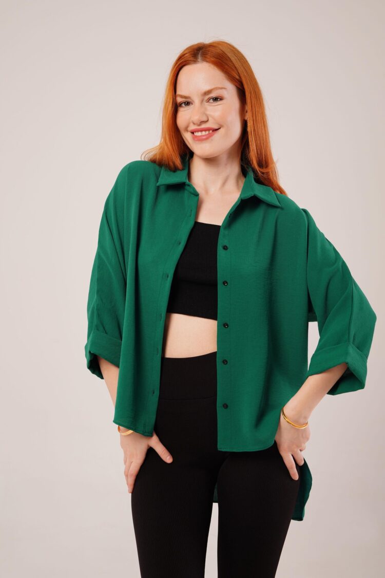 Wholesale EmeraldShirt With Sleeve Folding Detail - Producer: Lustrin - Wholesale Women Clothes - TheBS Women