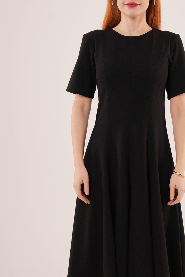 Stitching Detailed Short Sleeve WholesaleLong Dress - Producer: Lustrin - Wholesale Women Clothes - TheBS Women