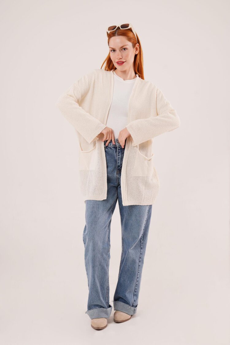 Loose Pattern Knitwear Long WholesaleCardigan With Pockets - Producer: Lustrin - Wholesale Women Clothes - TheBS Women