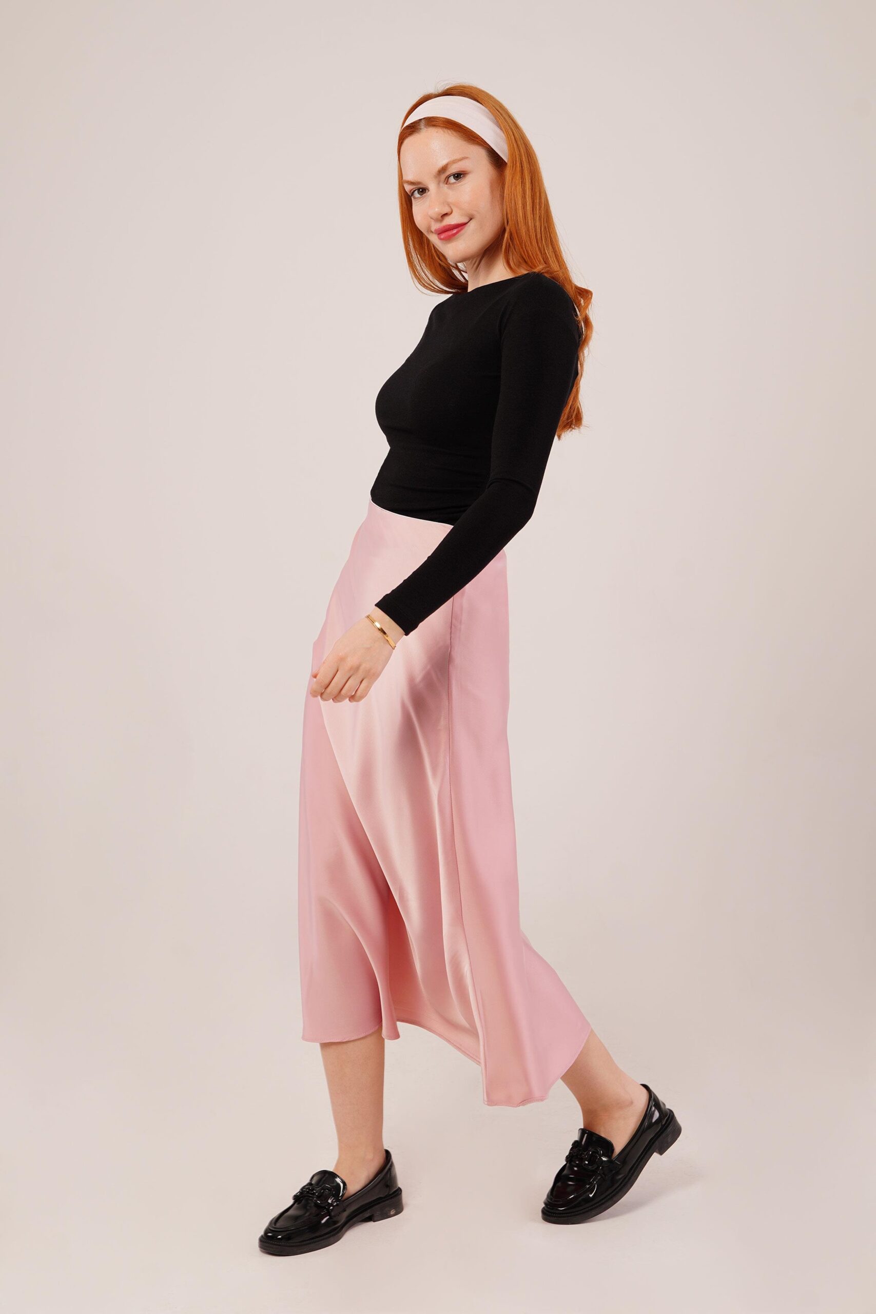 Bell Cut MidiWholesale Satin Skirt - Producer: Lustrin - Wholesale Women Clothes - TheBS Women