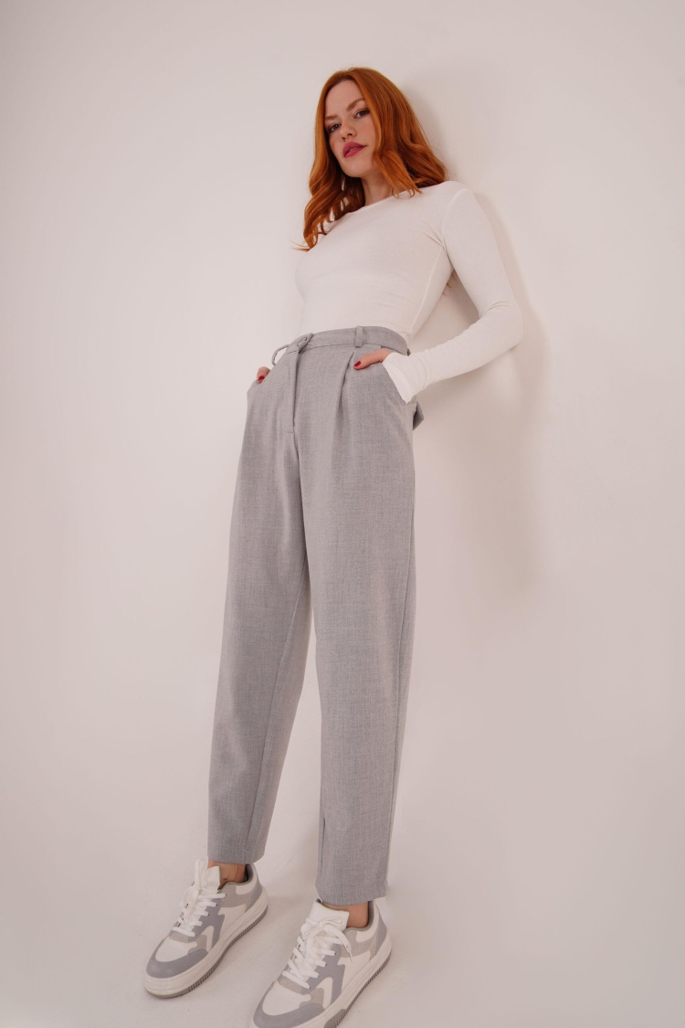Wholesale Gray Pants With Closure Pocket Detailed - Producer: Lustrin - Wholesale Women Clothes - TheBS Women