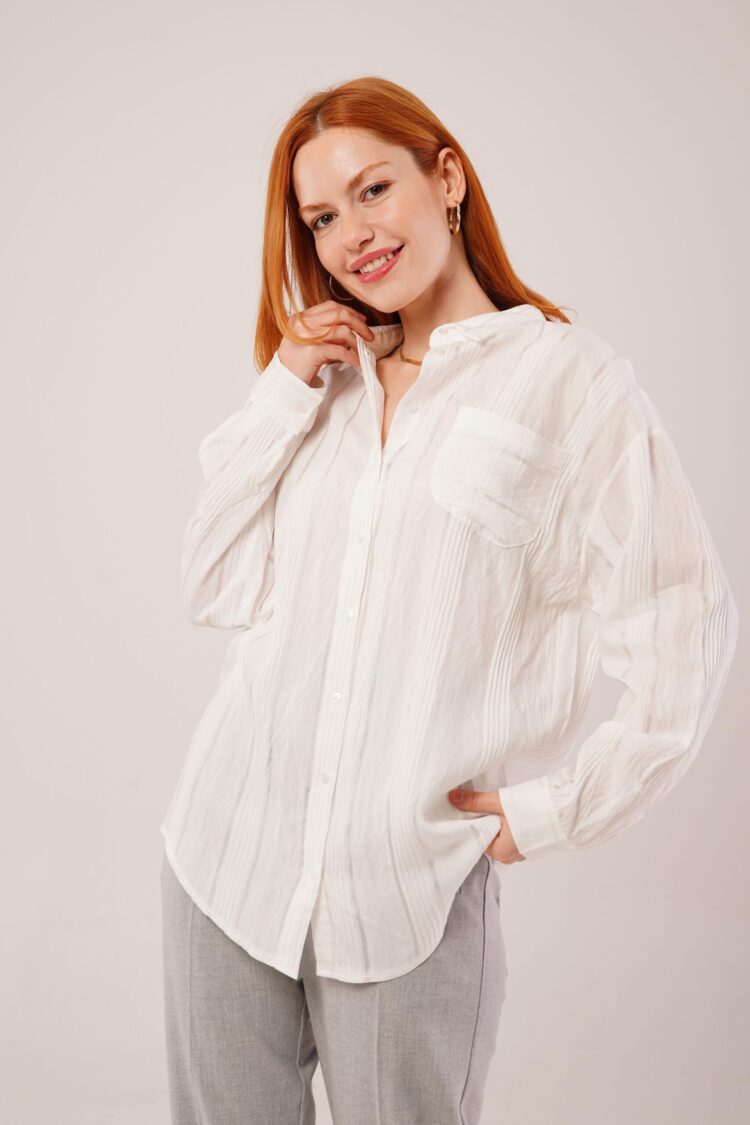 Judge Collar Striped Pocket Detailed WholesaleShirt - Producer: Lustrin - Wholesale Women Clothes - TheBS Women