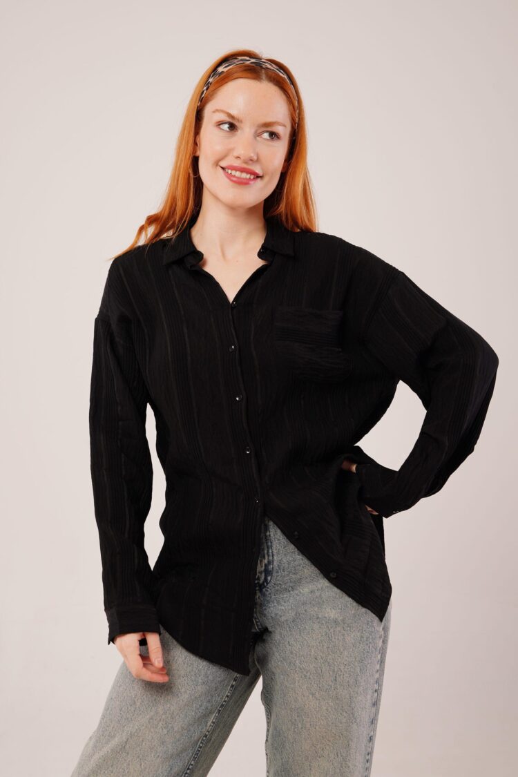 Judge Collar Striped Pocket Detailed WholesaleShirt - Producer: Lustrin - Wholesale Women Clothes - TheBS Women