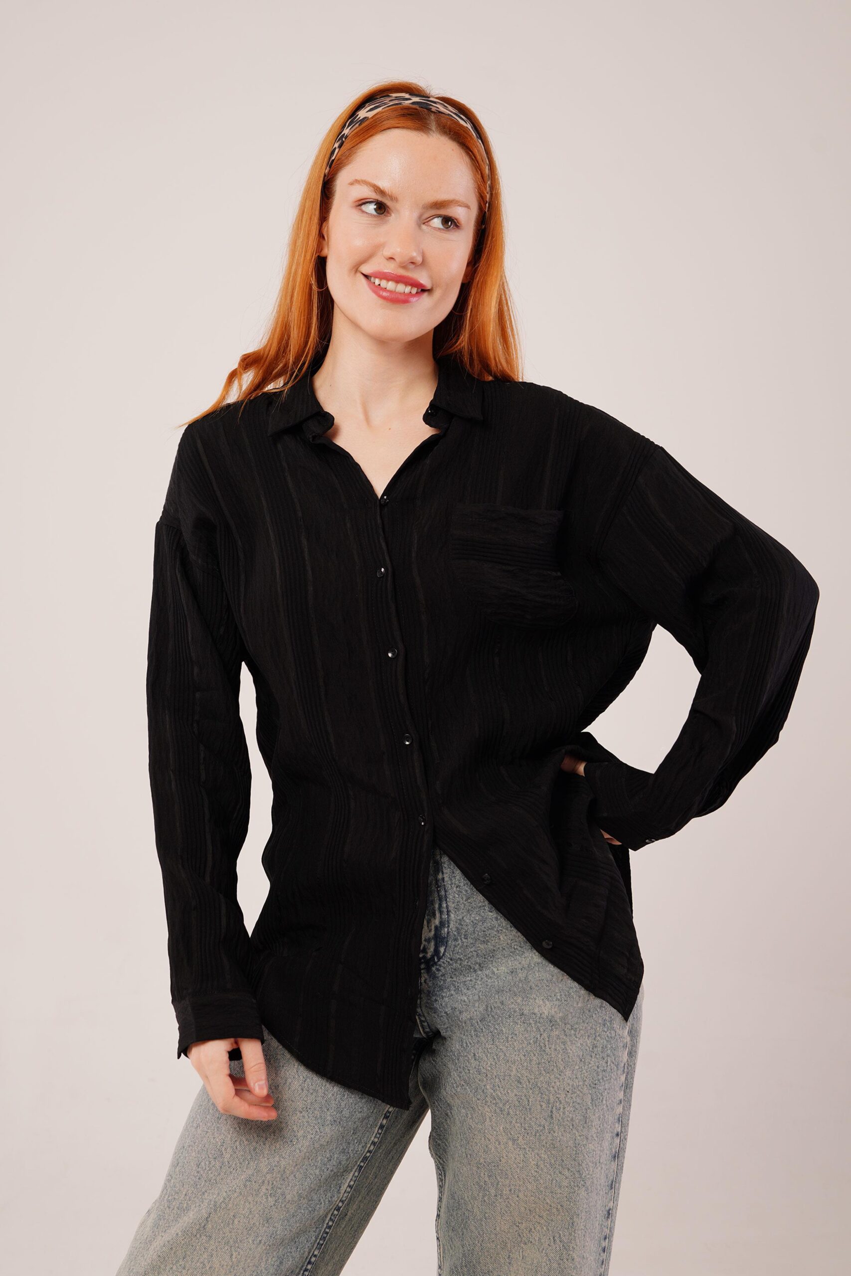 Judge Collar Striped Pocket Detailed WholesaleShirt - Producer: Lustrin - Wholesale Women Clothes - TheBS Women