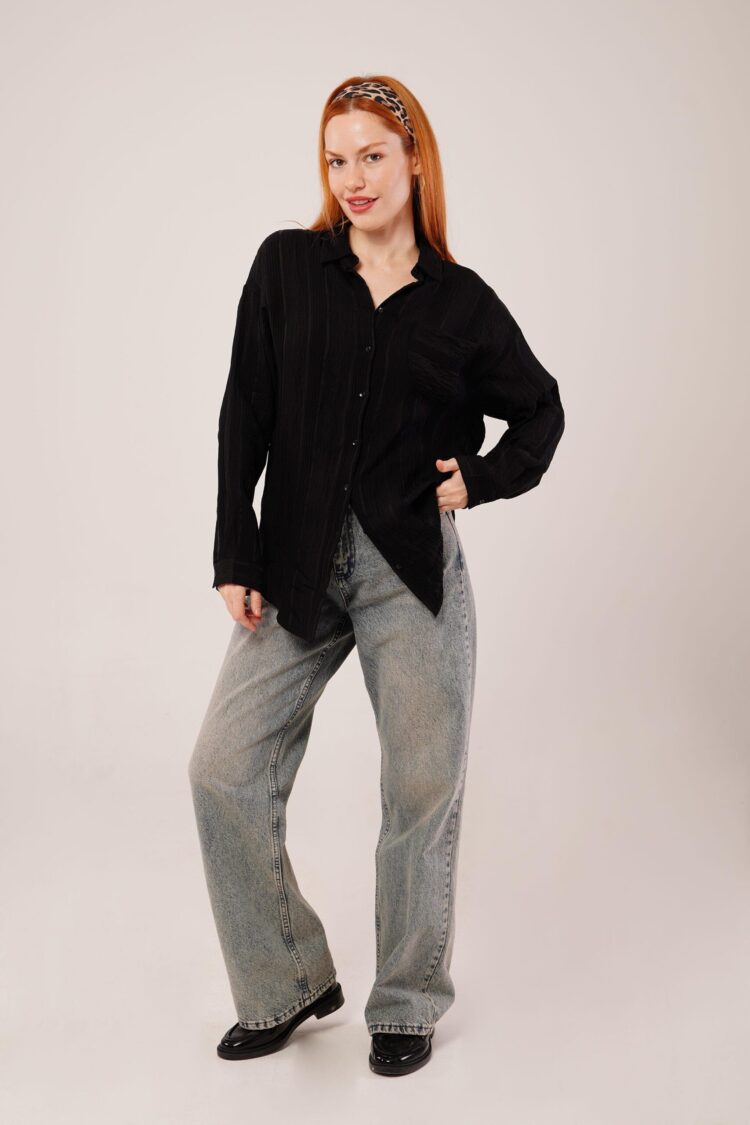 Judge Collar Striped Pocket Detailed WholesaleShirt - Producer: Lustrin - Wholesale Women Clothes - TheBS Women