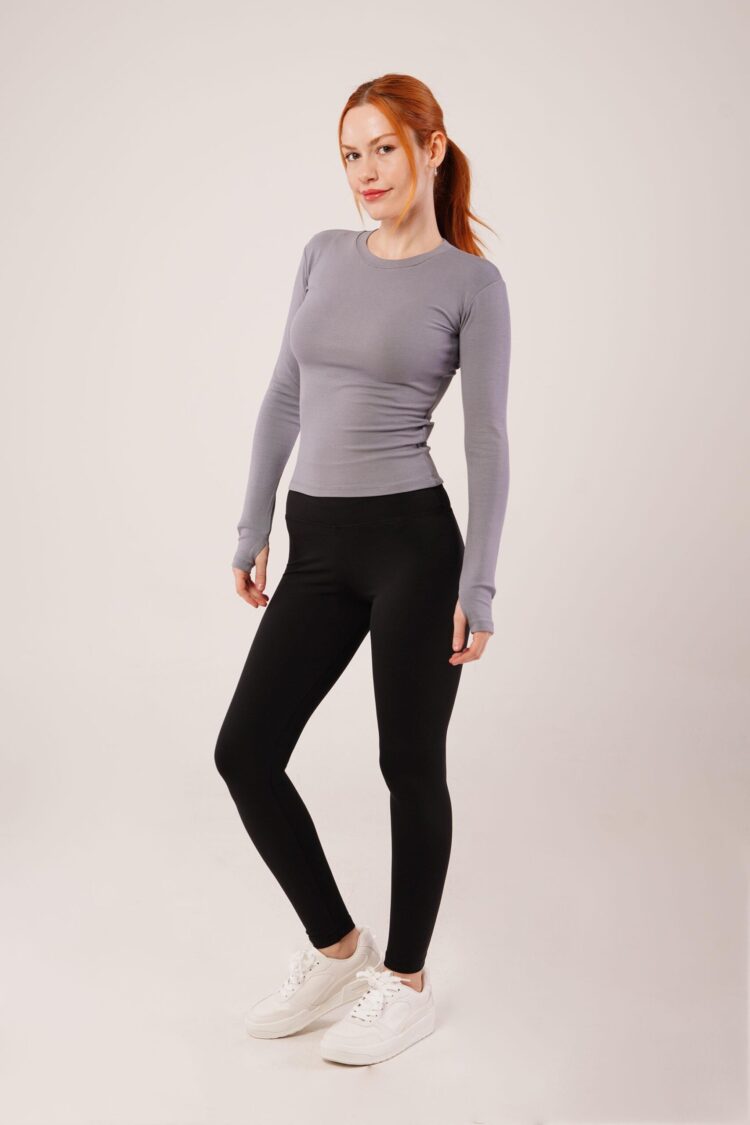 Long Sleeve Basic Gray Wholesale Blouse - Producer: Lustrin - Wholesale Women Clothes - TheBS Women