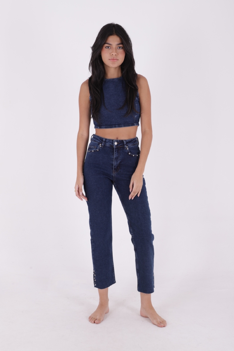 Flare Leg Mom Jeans With Side Slit - Producer: XLove - Wholesale Women Clothes - TheBS Women