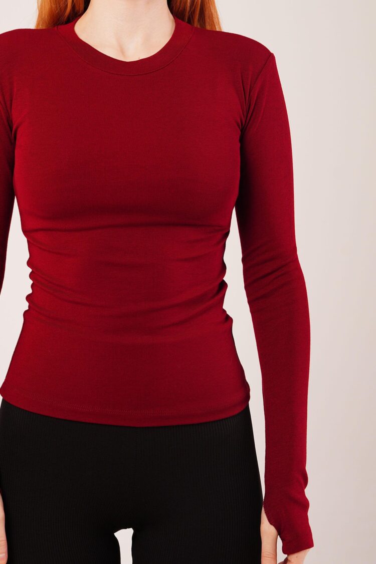 Long Sleeve Basic Burgundy Wholesale Blouse - Producer: Lustrin - Wholesale Women Clothes - TheBS Women