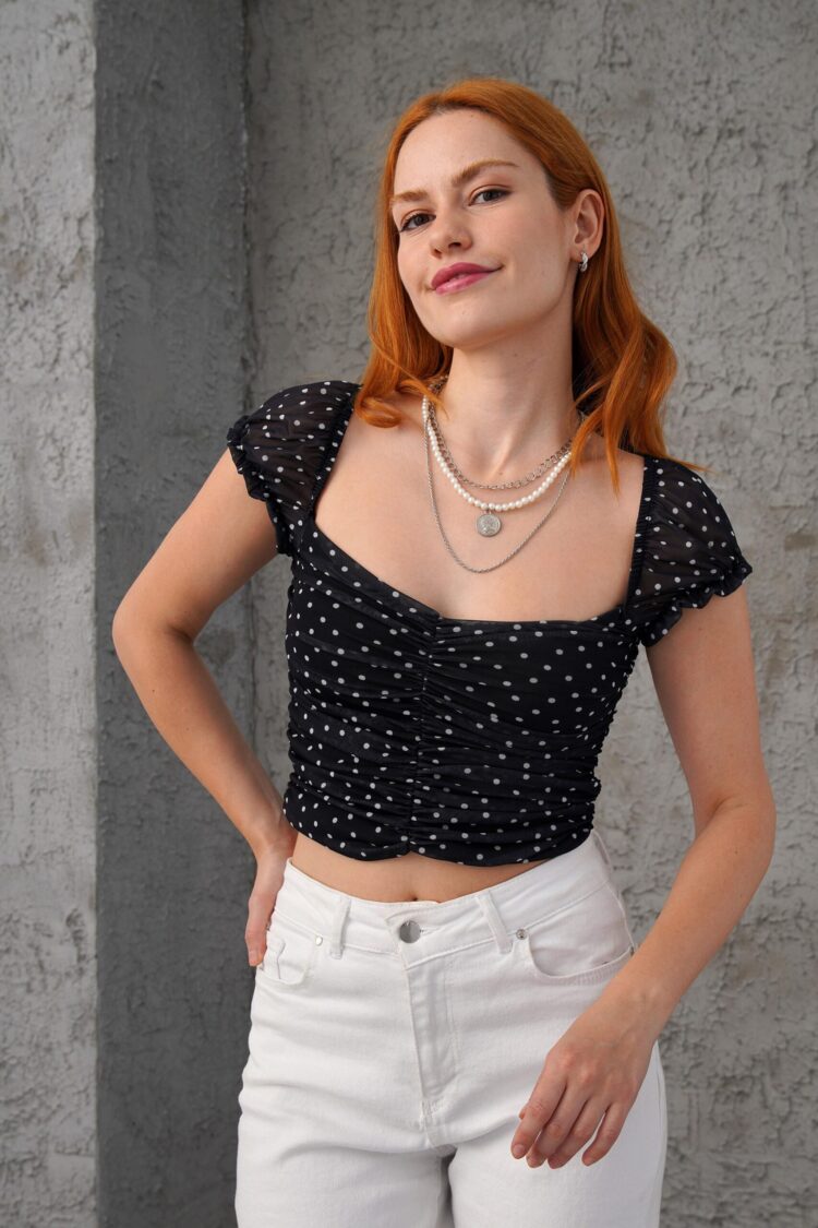 Polka Dot Waist Fit Wholesale TulleBlouse - Producer: Lustrin - Wholesale Women Clothes - TheBS Women