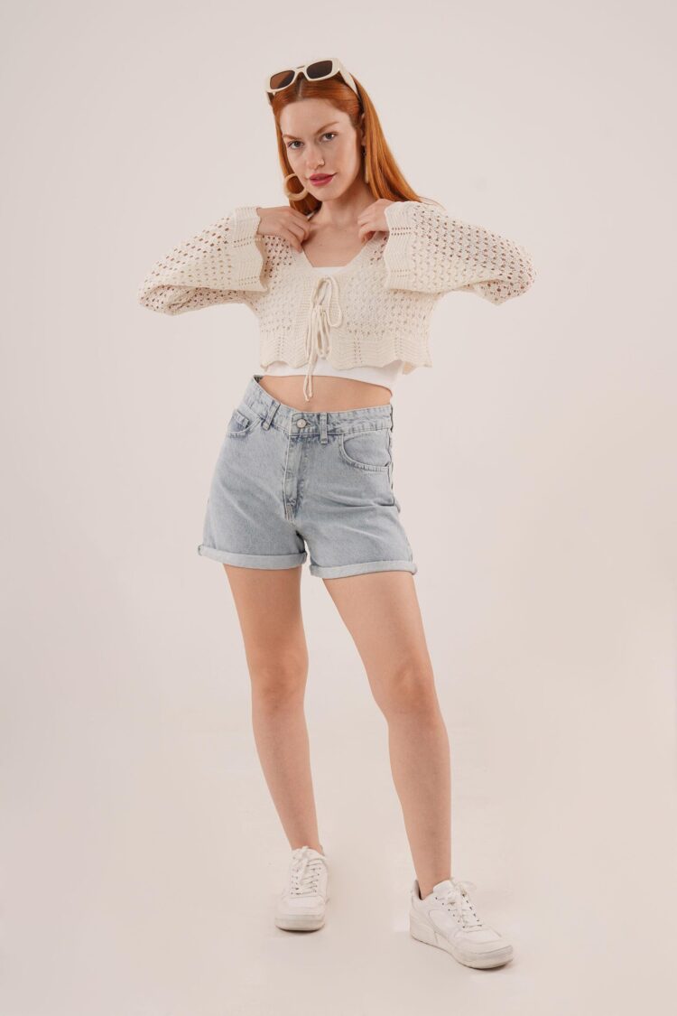 Pre-Tie Openwork Crop WholesaleCardigan - Producer: Lustrin - Wholesale Women Clothes - TheBS Women
