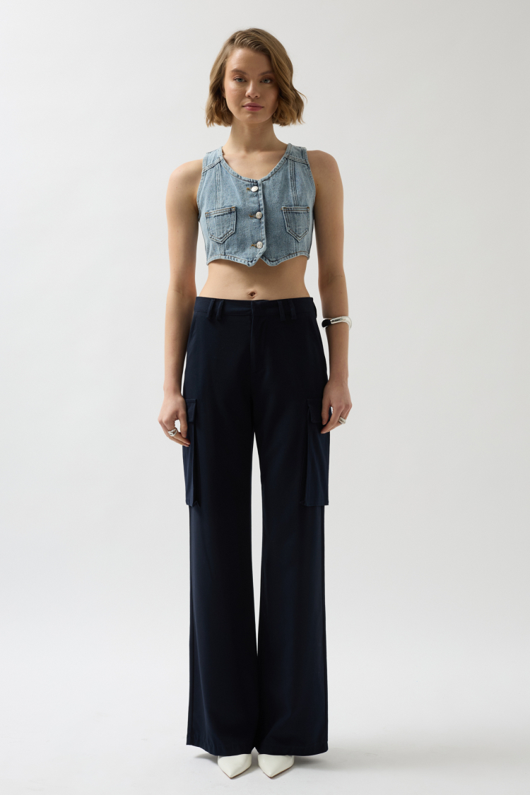 Denim Pocket Vest - Light - Producer: Black Fashion - Wholesale Women Clothes - TheBS Women