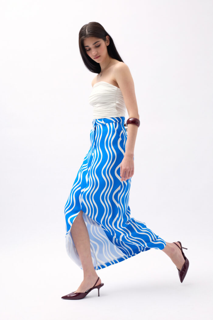 Printed Front Slit Skirt - Blue - Producer: Black Fashion - Wholesale Women Clothes - TheBS Women