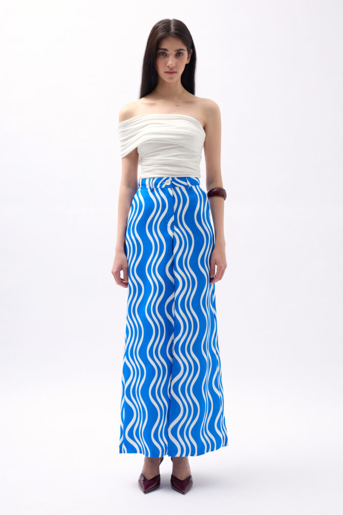 Printed Front Slit Skirt - Blue - Producer: Black Fashion - Wholesale Women Clothes - TheBS Women
