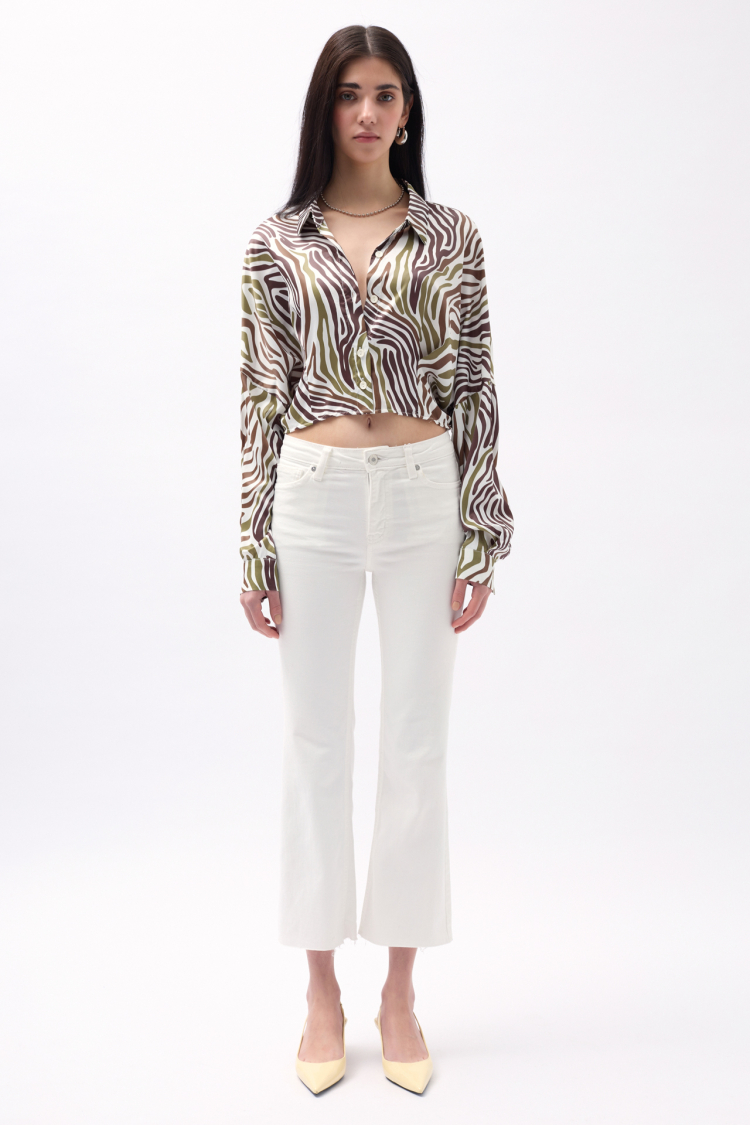 Patterned Crop Shirt - Green - Producer: Black Fashion - Wholesale Women Clothes - TheBS Women