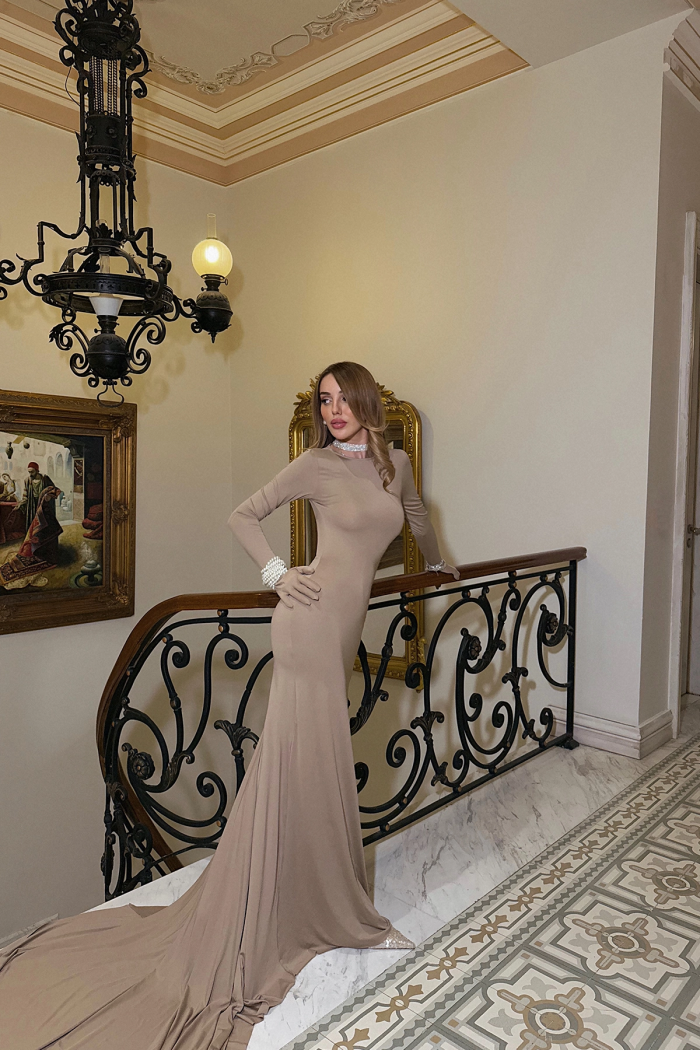 Gloves Detail Long Dress - Producer: EYYO ATELIER - Wholesale Women Clothes - TheBS Women