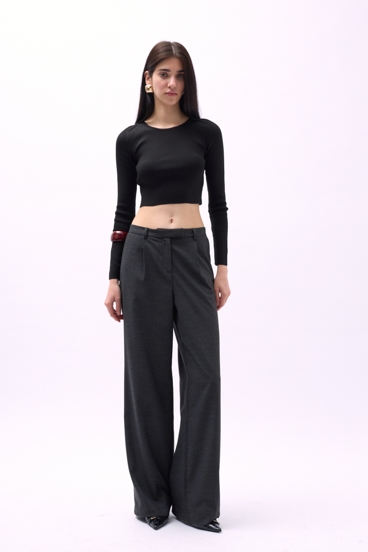 Crew Neck Textured Crop - Producer: Black Fashion - Wholesale Women Clothes - TheBS Women