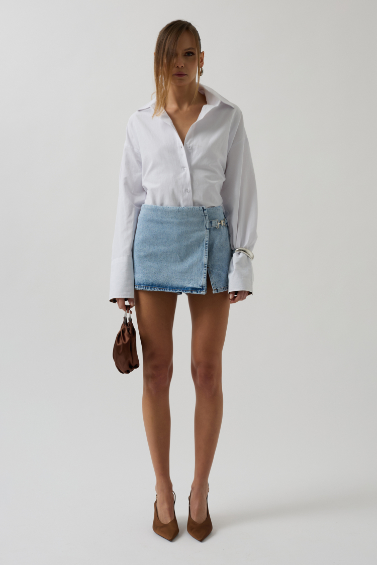 Belt Detail Denim Shorts Skirt - Producer: Black Fashion - Wholesale Women Clothes - TheBS Women