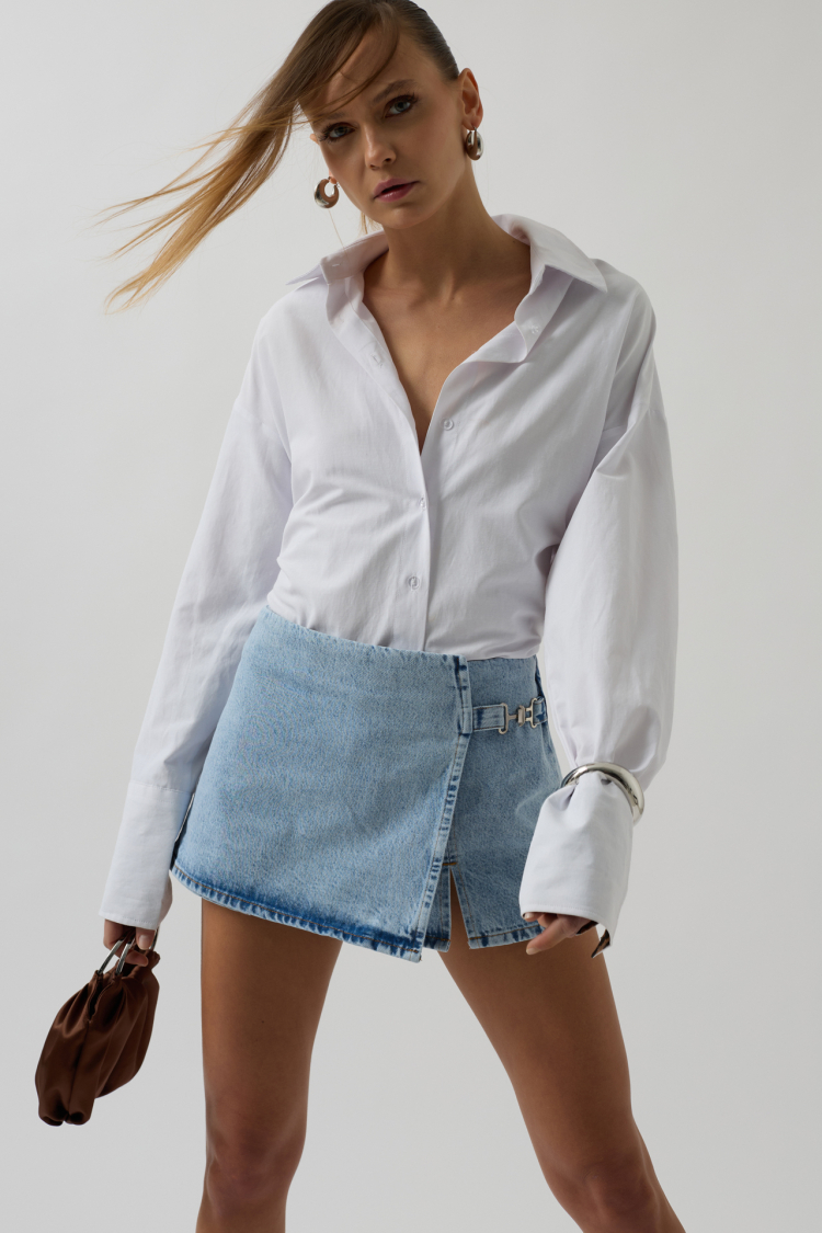 Belt Detail Denim Shorts Skirt - Producer: Black Fashion - Wholesale Women Clothes - TheBS Women