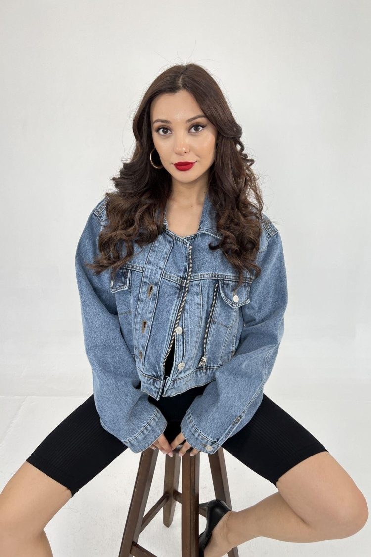 Denim Jacket - Blue - Producer: Fame - Wholesale Women Clothes - TheBS Women