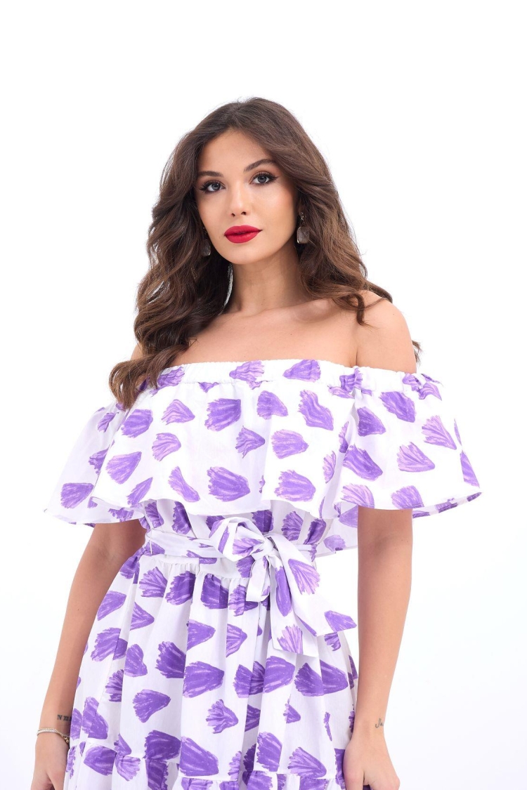 Patterned Dress - Purple & - Brand: Fame - Women & Kids, Baby Clothes Wholesale - TheBS Women