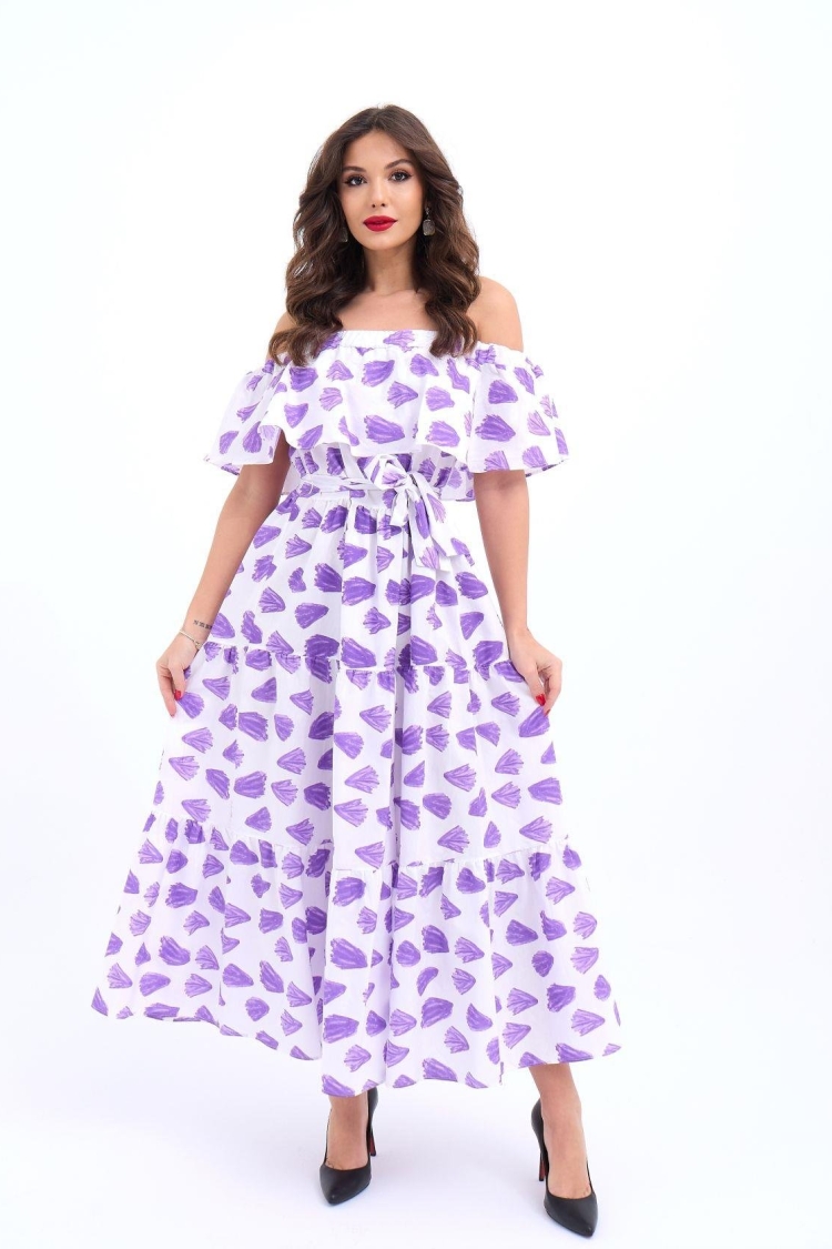 Patterned Dress - Purple & - Brand: Fame - Women & Kids, Baby Clothes Wholesale - TheBS Women