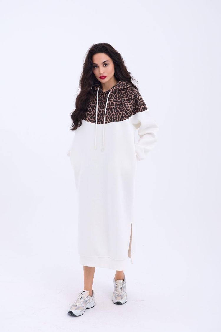 Leopard Pattern Long Sweat -& Brown - Producer: Fame - Wholesale Women Clothes - TheBS Women