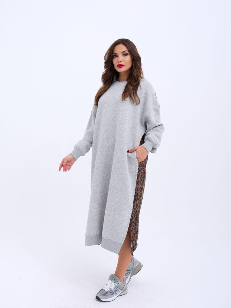 Long Sweat Dress - Gray - Producer: Fame - Wholesale Women Clothes - TheBS Women