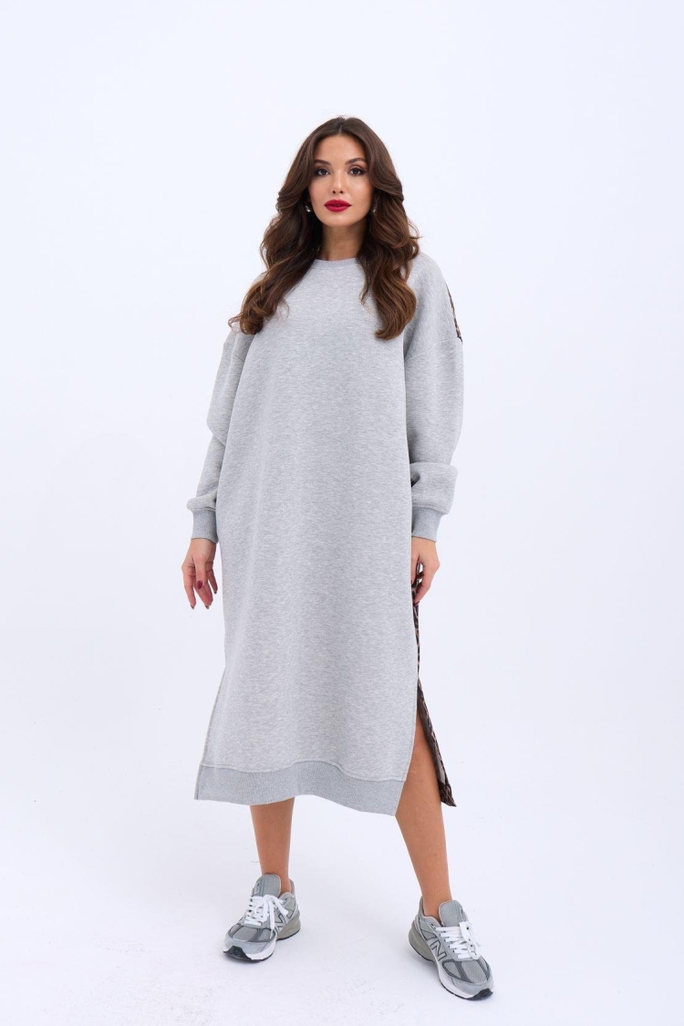 Long Sweat Dress - Gray - Producer: Fame - Wholesale Women Clothes - TheBS Women