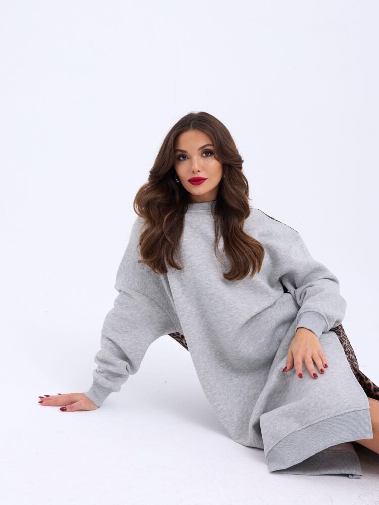 Long Sweat Dress - Gray - Producer: Fame - Wholesale Women Clothes - TheBS Women