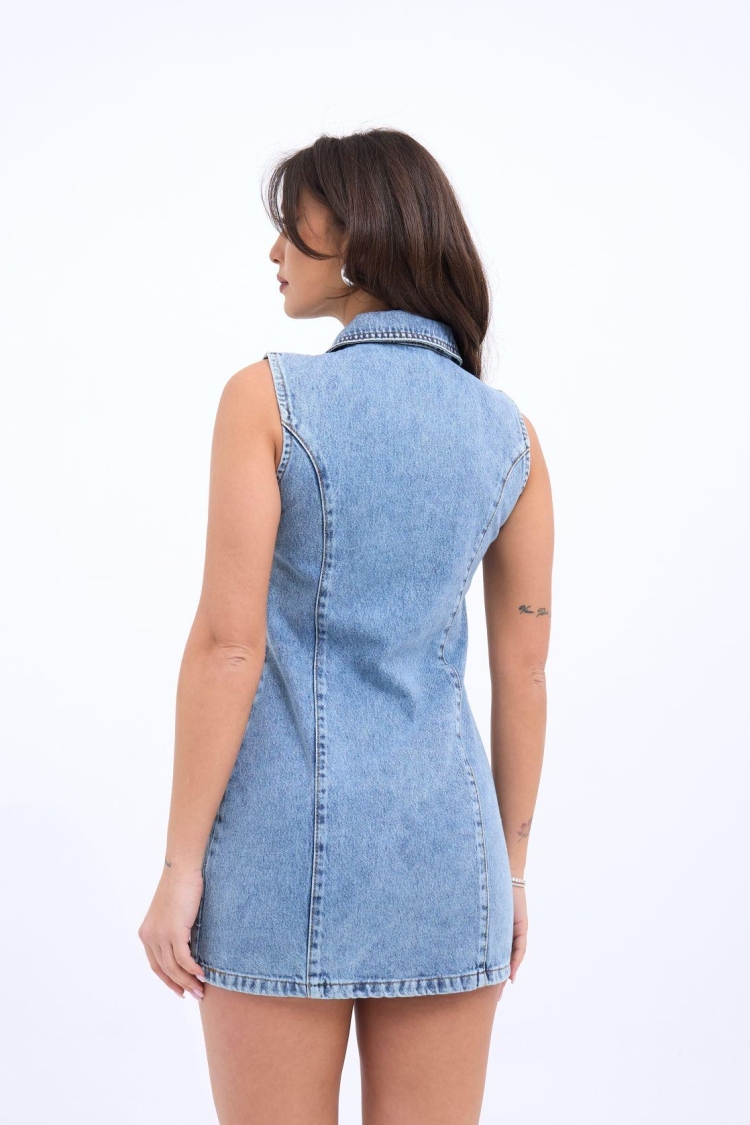 Denim Vest - Blue - Producer: Fame - Wholesale Women Clothes - TheBS Women
