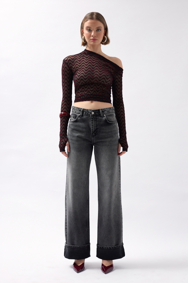 Leg Pleated High Waist Jean - Snow Wash Smoked - Producer: Black Fashion - Wholesale Women Clothes - TheBS Women