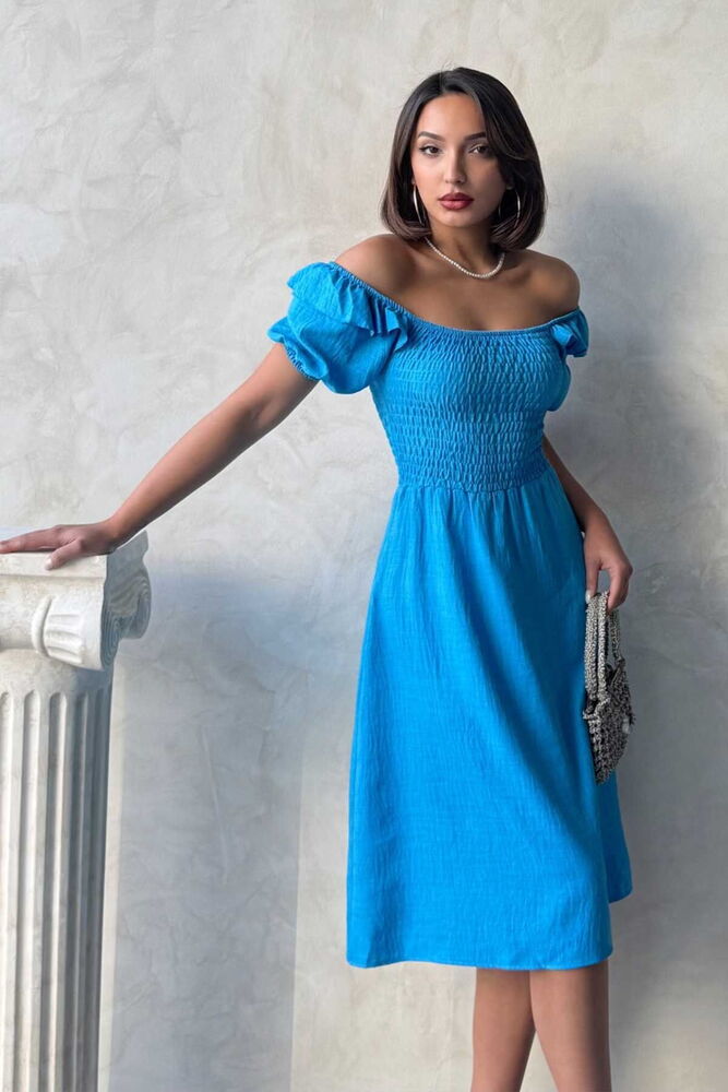 D2334 Gipeli Boat Neck Linen Dress - Dark - Producer: Topshow - Wholesale Women Clothes - TheBS Women