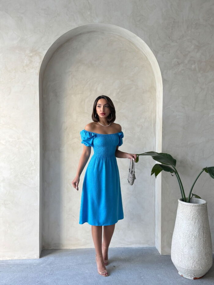 D2334 Gipeli Boat Neck Linen Dress - Dark - Producer: Topshow - Wholesale Women Clothes - TheBS Women