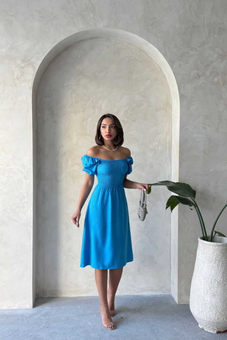 D2334 Gipeli Boat Neck Linen Dress - Dark - Producer: Topshow - Wholesale Women Clothes - TheBS Women