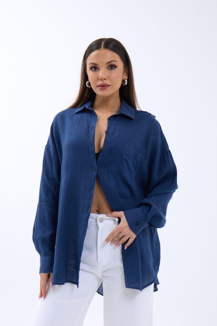 Shirt - Navy - Producer: Fame - Wholesale Women Clothes - TheBS Women