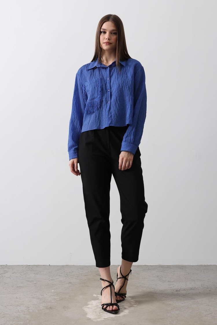 Tassel Pocket Detailed Short Shirt - - Producer: Reyon - Wholesale Women Clothes - TheBS Women
