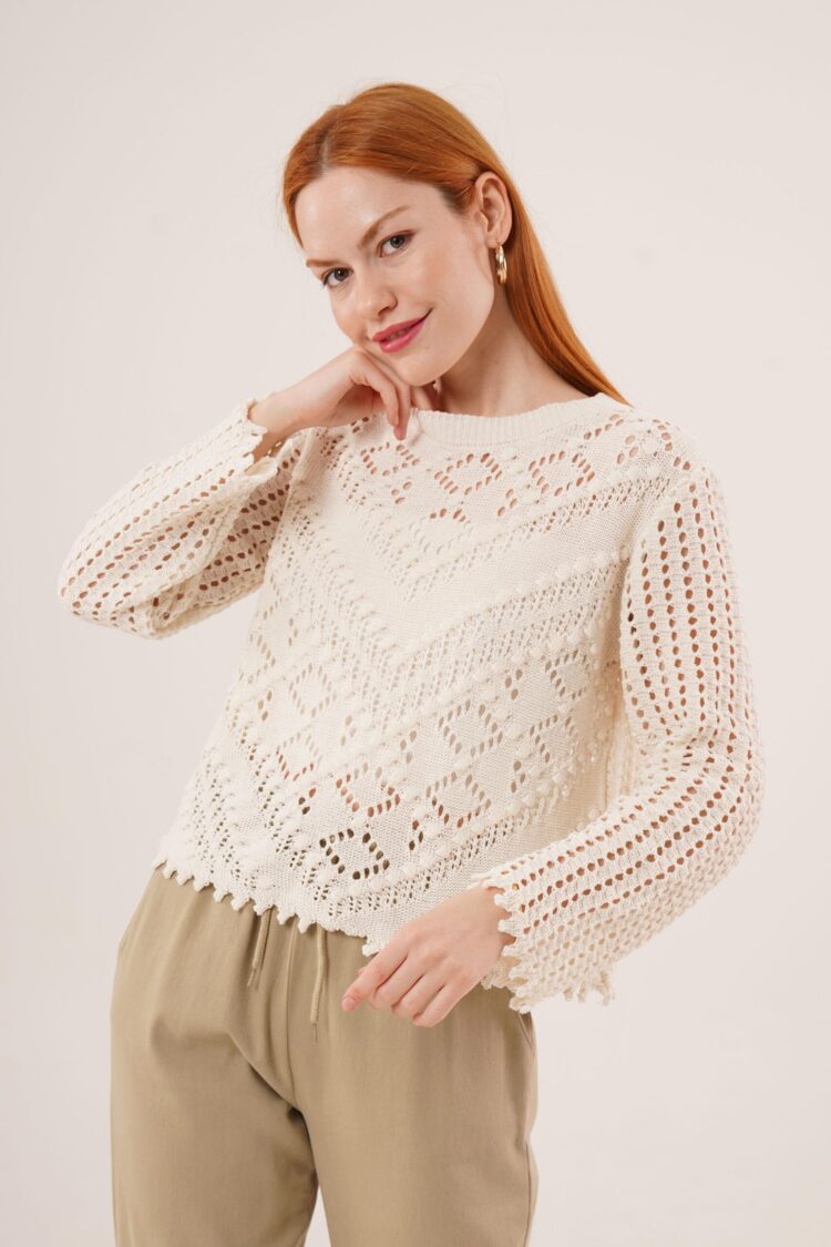 Openwork Perforated Pattern Wholesale SeasonalSweater - Producer: Lustrin - Wholesale Women Clothes - TheBS Women