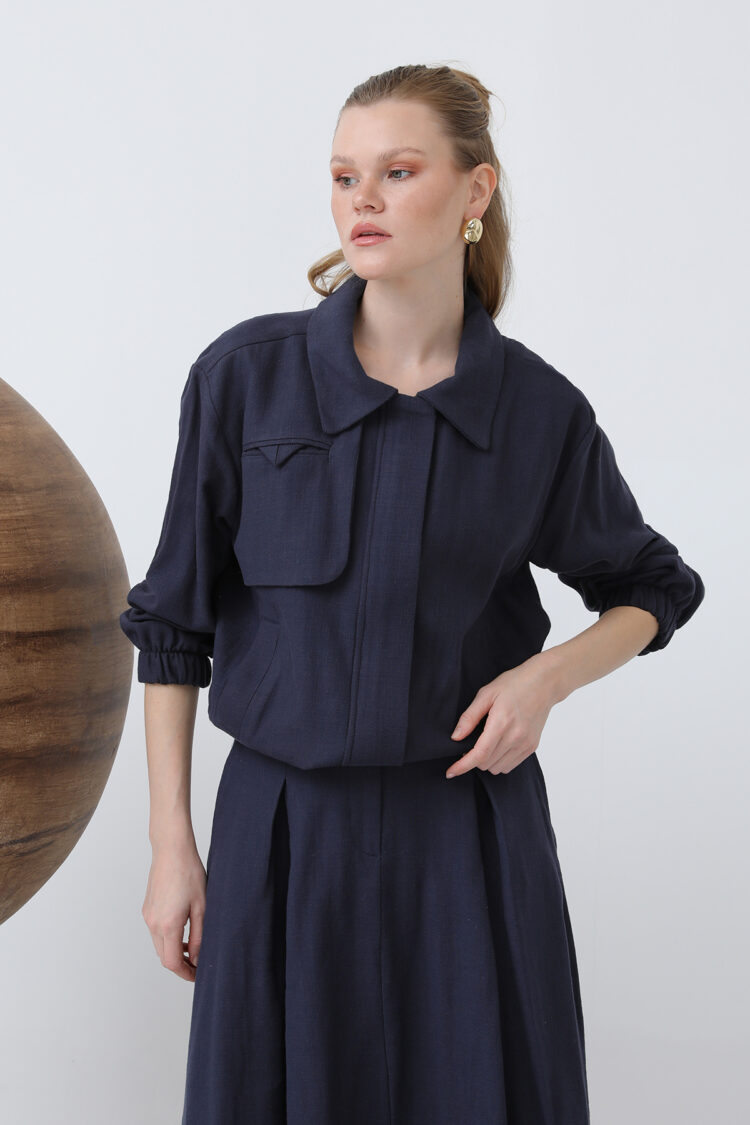 Hidden Padded Zipper Skirt Suit - Navy - Producer: Puane - Wholesale Women Clothes - TheBS Women