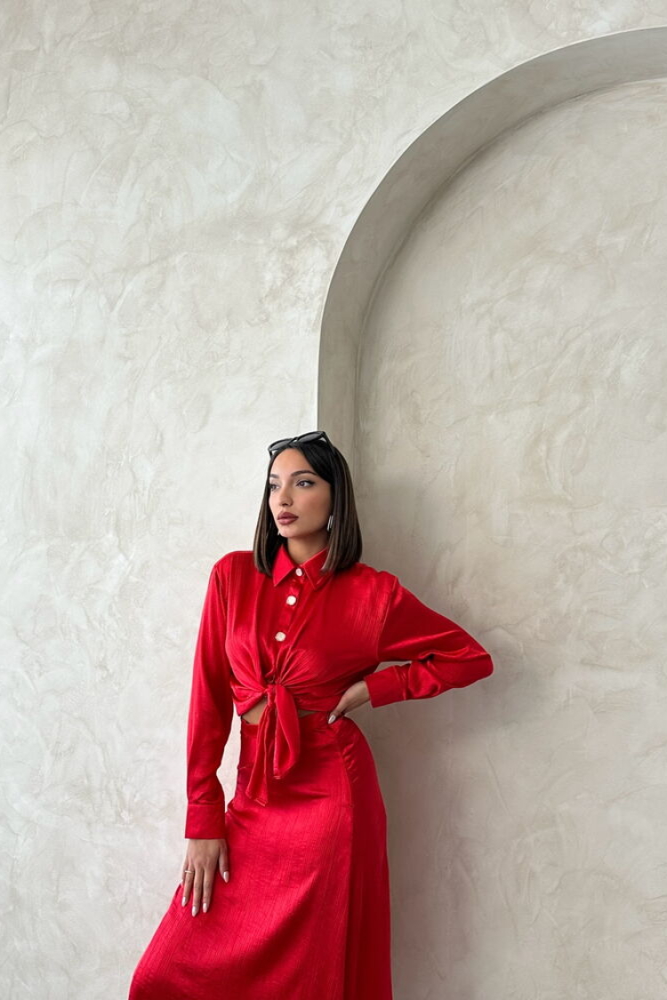 Cropped Satin Shirt - Producer: Topshow - Wholesale Women Clothes - TheBS Women