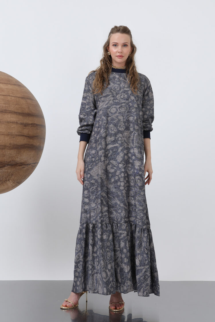 Patterned Dress With Ribbed Collar - Multicolor - Producer: Puane - Wholesale Women Clothes - TheBS Women